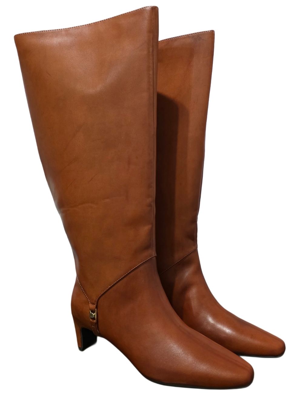 Anne Klein Women's Cognac Iverson Knee High Dress Boots Regular Wide Calf NIB